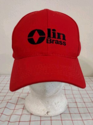 Olin Brass Employee Cap Hat Red Mens Adjustable Embroidered Metal Fabricator