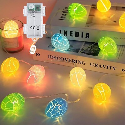Afaiup Ostern Lichterkette mit 6 Stunden Timer - 5 Fuß 10 LEDs Wasserdicht Eierschnur