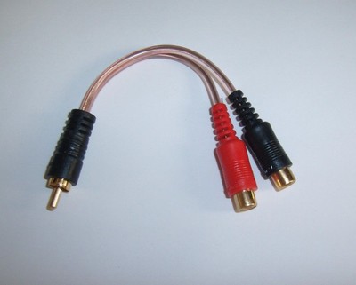 Metra RCAY2 Gold RCA Y Adapter Interconnet Audio Cable Amp Wire 2 Female 1 Male