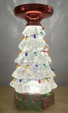 Bath & Body Works CHRISTMAS TREE Large Pedestal Waterglobe Candle Holder