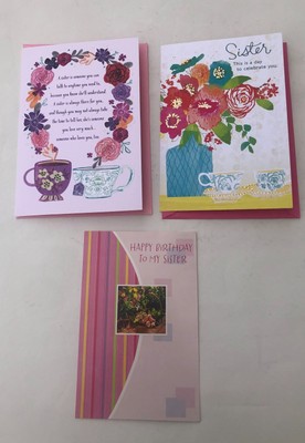 3 Hallmark Expressions Tender Thoughts Greeting Cards Sister Happy Birthday Lot