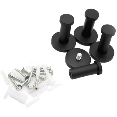 Stainless Steel Coat Hooks - Set of 4, Matte Black, Heavy Duty