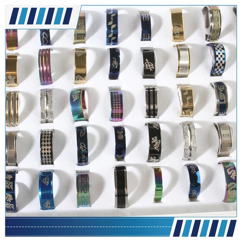 NEW 50pcs Wholesale Bulk Lot Mixed Stainless Steel Rings Men's Women's Band Ring - product listing photo