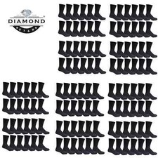 12 Pairs Men Solid Sports Crew Socks Work Athletic Casual Cotton Size 9-11 10-13