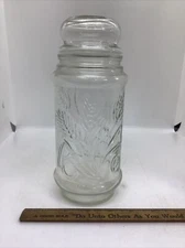 982 Mr Peanut Glass Jar and Lid - Vintage Wheat Pattern - Planters Peanut