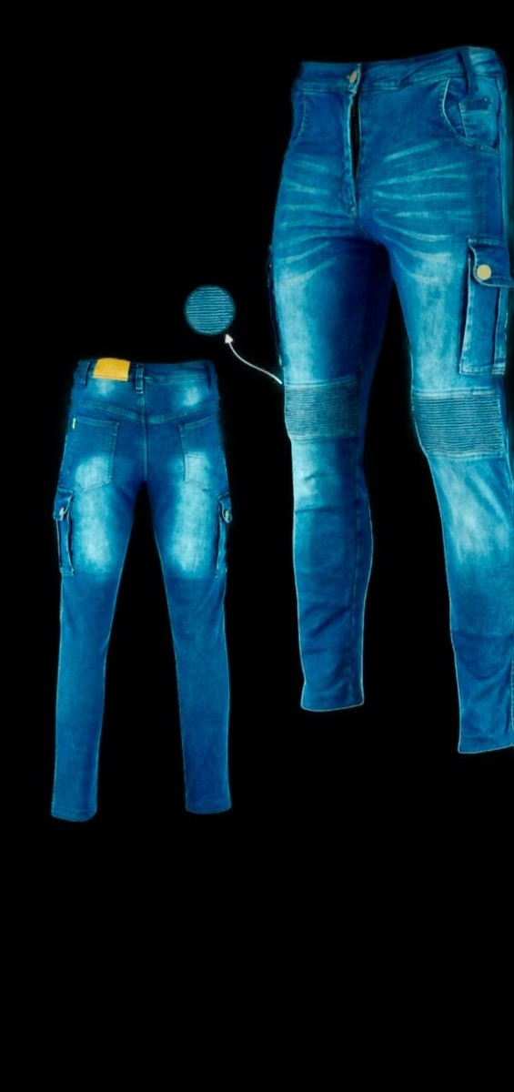 ADS SPORTS Jeans da uomo slim fit in aramide con protezione CE armatura da motociclismo, in denim, con fodera completamente protettiva in fibra, Blu, 34W/30L