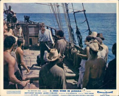 HIGH WIND IN JAMAICA JAMES COBURN DRAWS KNIFE ON DECK