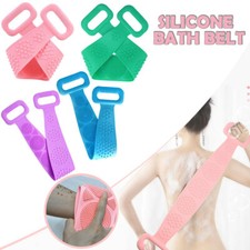 Silicone Bath towel Dual Side Back Scrubber Belt Body Bath Brush Cleaning Tool