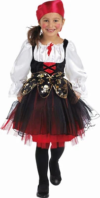 MOTTOLAND Mädchen Piraten Kostüm / Karneval Mittelalter KInder Piratin Totenkopf Kleid