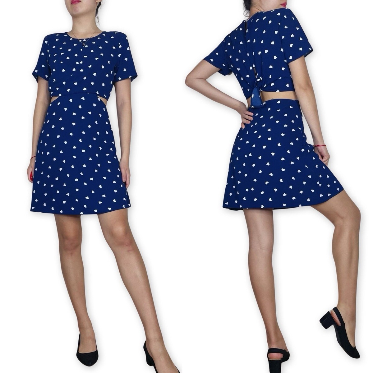 white christmas dresses Heart Cut Out Long Sleeve Mini Dress in Black - 2 main image 1