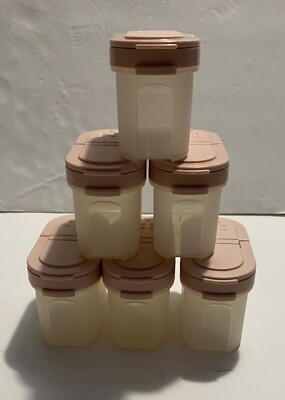 Tupperware 1843-19 Clear Spice Container With Pink Cover 1844-15 Set of 6