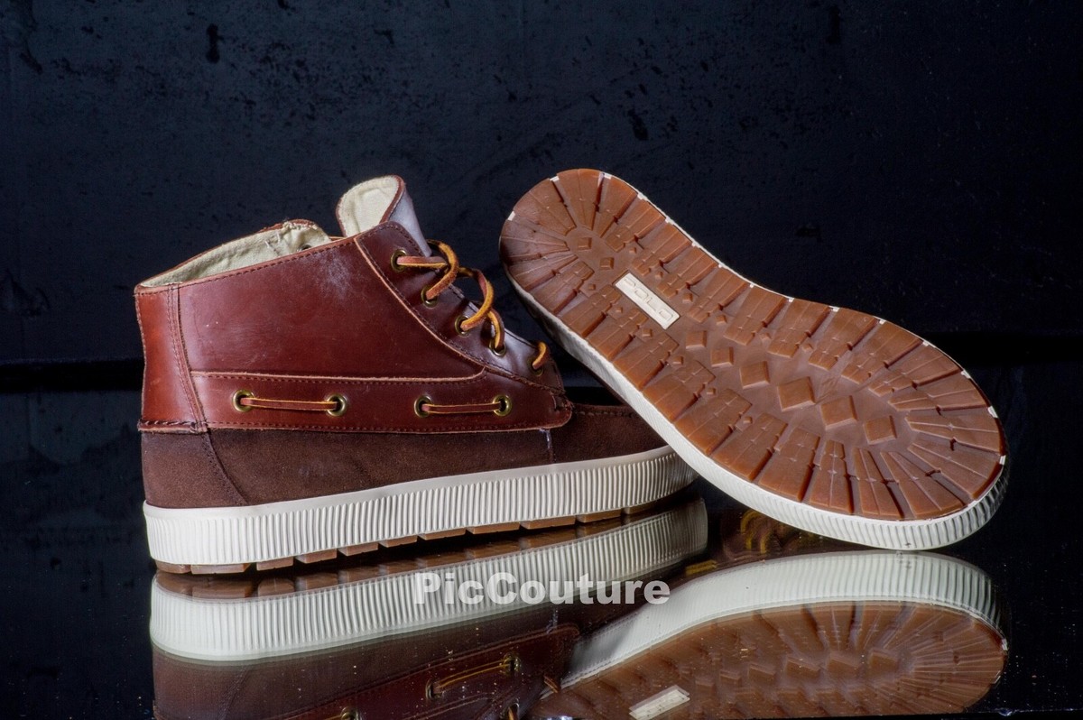 NEW Mens Polo Ralph Lauren Delmont Brown Leather Lace Boat  display picture 3
