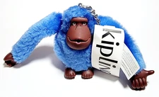 New With Tag KIPLING Live Light Monkey Keychain - Bouncy Blue 2.75"H