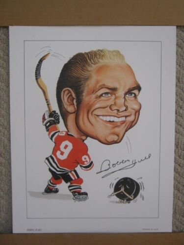 (4) Blackhawks Vintage Sporticatures GREATS, #9, #21, #35, #3  Prints + (1) FREE - Picture 1 of 5