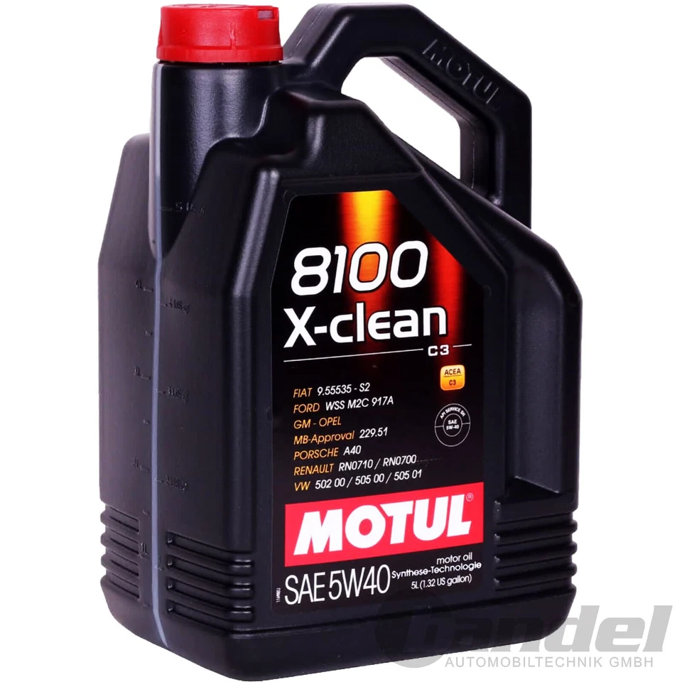 1x5L+1x1L MOTUL 8100 Xclean 5W40 Huile Convient pour Acea C3 VW 502/505.00 MB - Photo 2/4