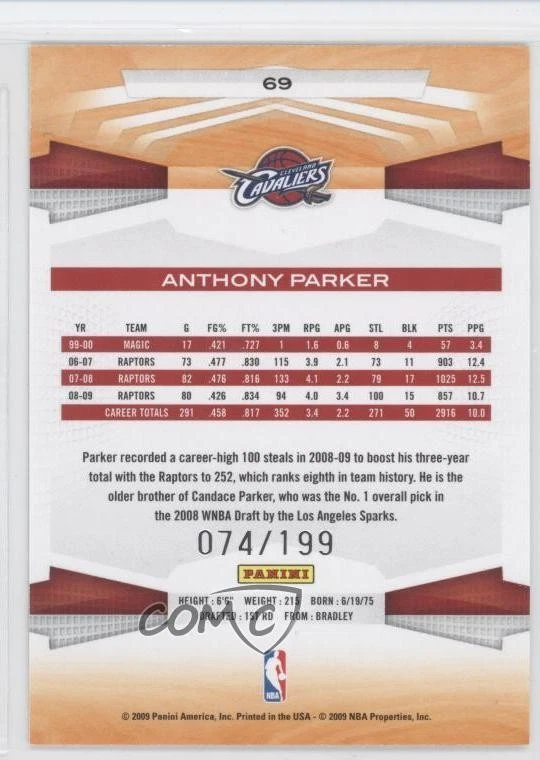 2009-10 Panini Artist Proof /199 Anthony Parker #69 - Image 2 of 2