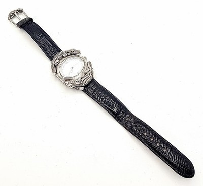 Barry Kieselstein Cord Sterling Silver Alligator Watch w Leather Band WORKS