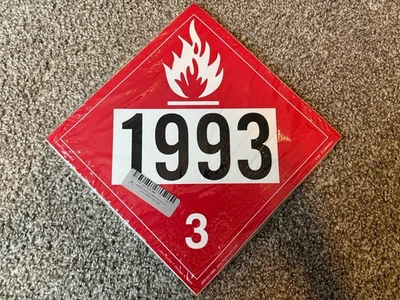 Labelmaster Flammable Liquid Placard, UN 1993, Permanent Vinyl, Pack of 25 NEW
