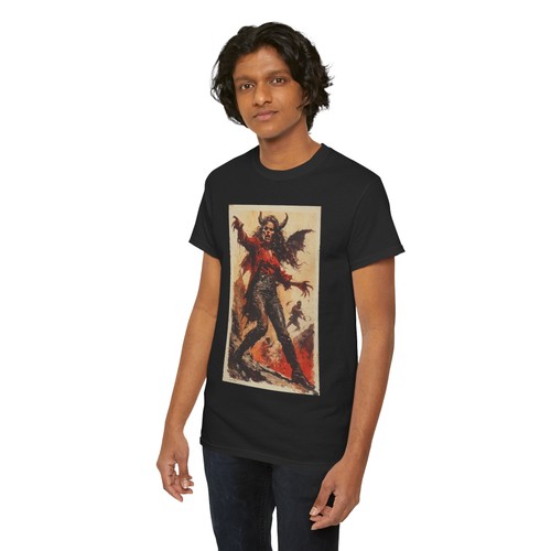 Demon Lady Gothic Graphic Tee Heavy Cotton Shirt, Alternative Style Horror Theme - Picture 22 of 47