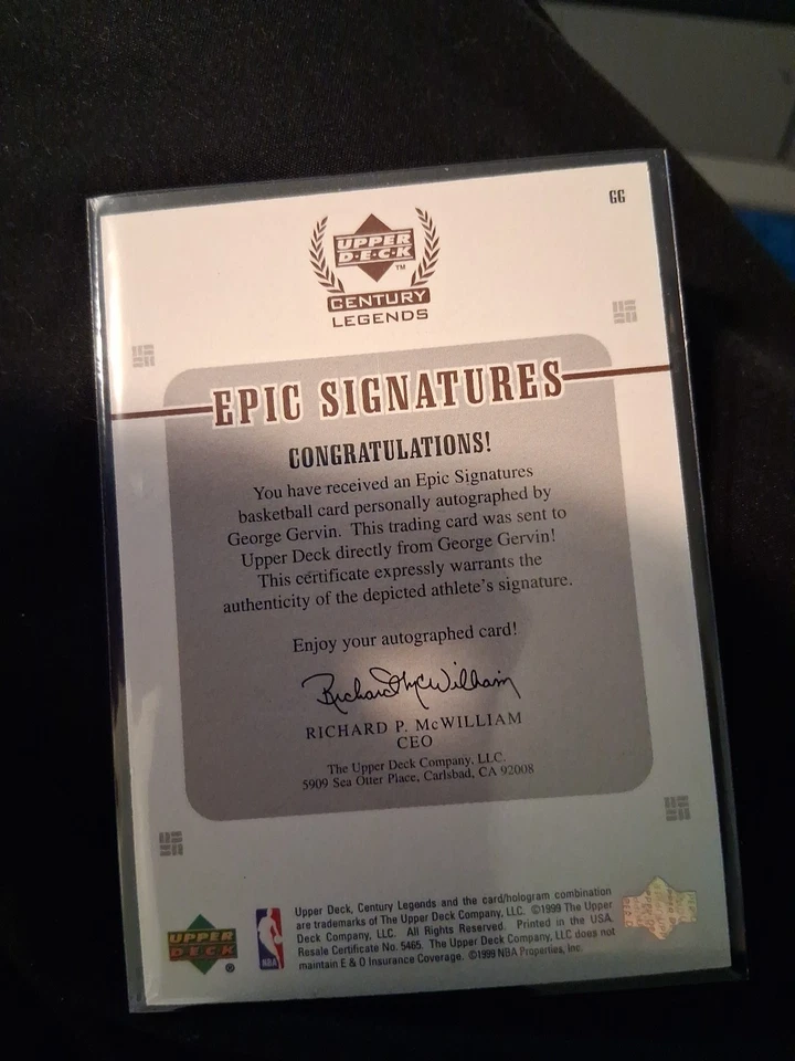 1998-99 Upper Deck Century Legends - Epic Signatures George Gervin #GG (AU) Foto 2 de 2