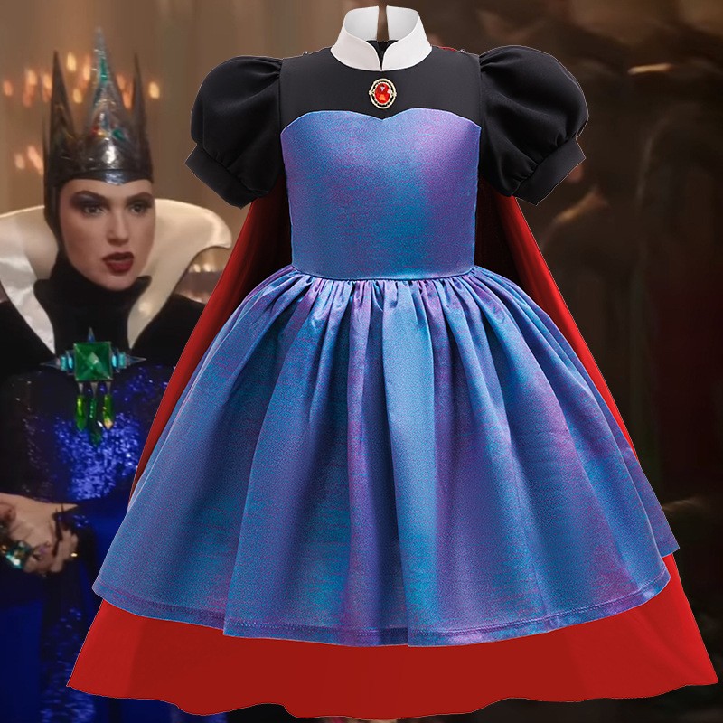 Evil Queen Kids Halloween Costume Snow White Perform Bad Queen Villain Cosplay