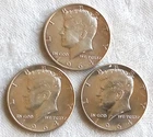 1964-D Kennedy Half Dollar - 90% Silver Lot of Three Cleaned