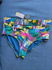 NWT Boden Bikini Bottom Sz 16 18 Kythira Belted High Waist High Rise Leaf Floral