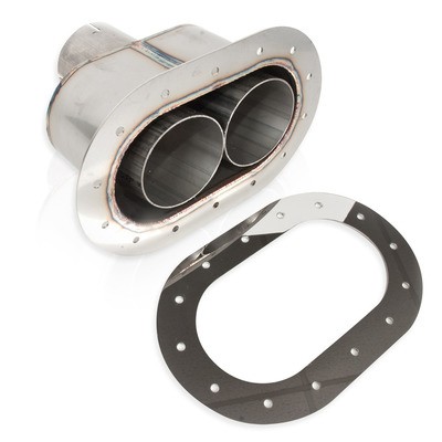 STAINLESS WORKS Through body Exhaust Tip Oval Style 2.5in Inlet- ST2814