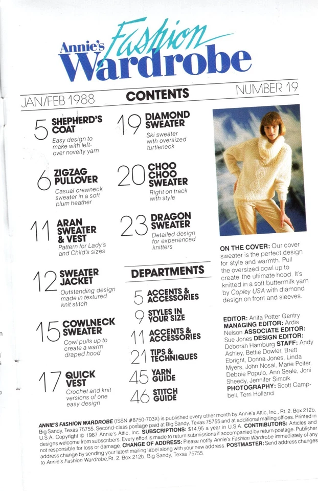 Suéter cálido vintage Annies moda armario patrón de ganchillo folleto digestión tamaño Foto 2 de 4