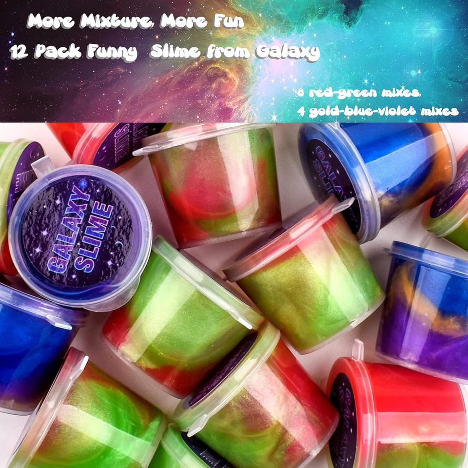 Galaxy Slime Kit Da 12 Pezzi, Soffice Mini Slime per Feste Pasquali per Bambini, - Immagine 3 di 4