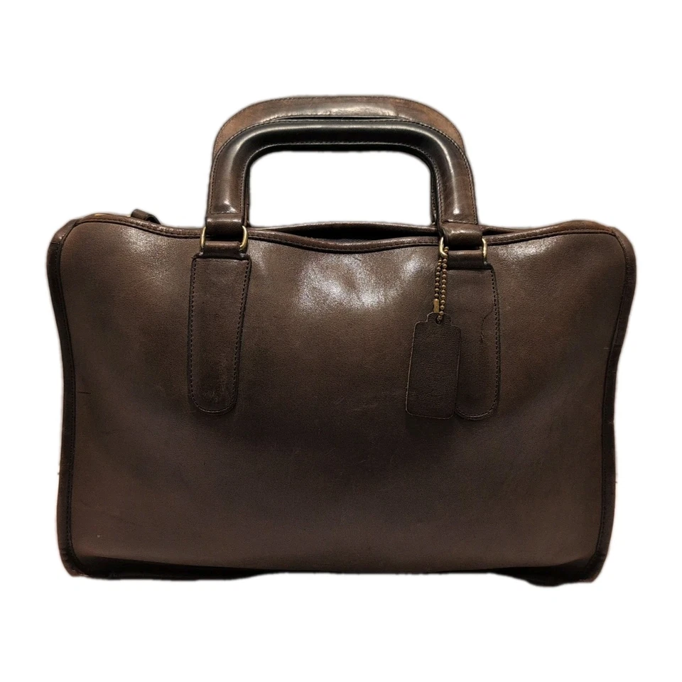 Maletín Cartera Vintage Coach Años 70 Bonnie Cashin Delgado Marrón Con Pátina Foto 2 de 4