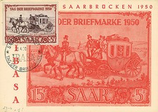Carte Maximum SARRE "1er Jour - IBASA - Journée du Timbre" 1950