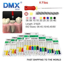 Dental K-FILES Endo Root Canal File Stainless Steel Hand Use 21/25/31mm All Size