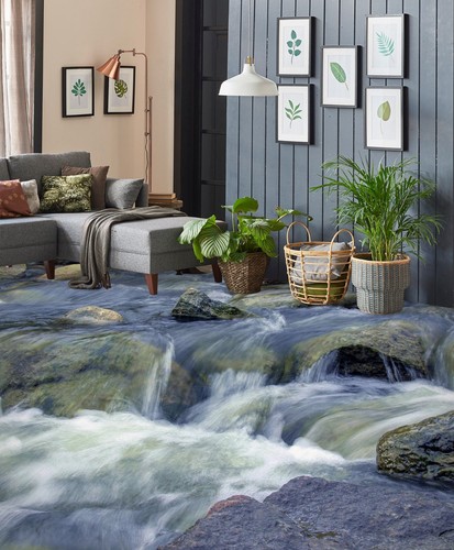 3D Fluss Steine C8056 Fußboden Wandbild Unentschied BildTapete Familie DE Amy - Afbeelding 2 van 6