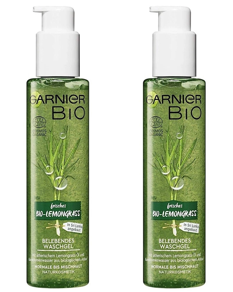 ✅Garnier Bio frisches Lemongrass Belebendes Waschgel Gesichtsreinigung 2x 150ml✅