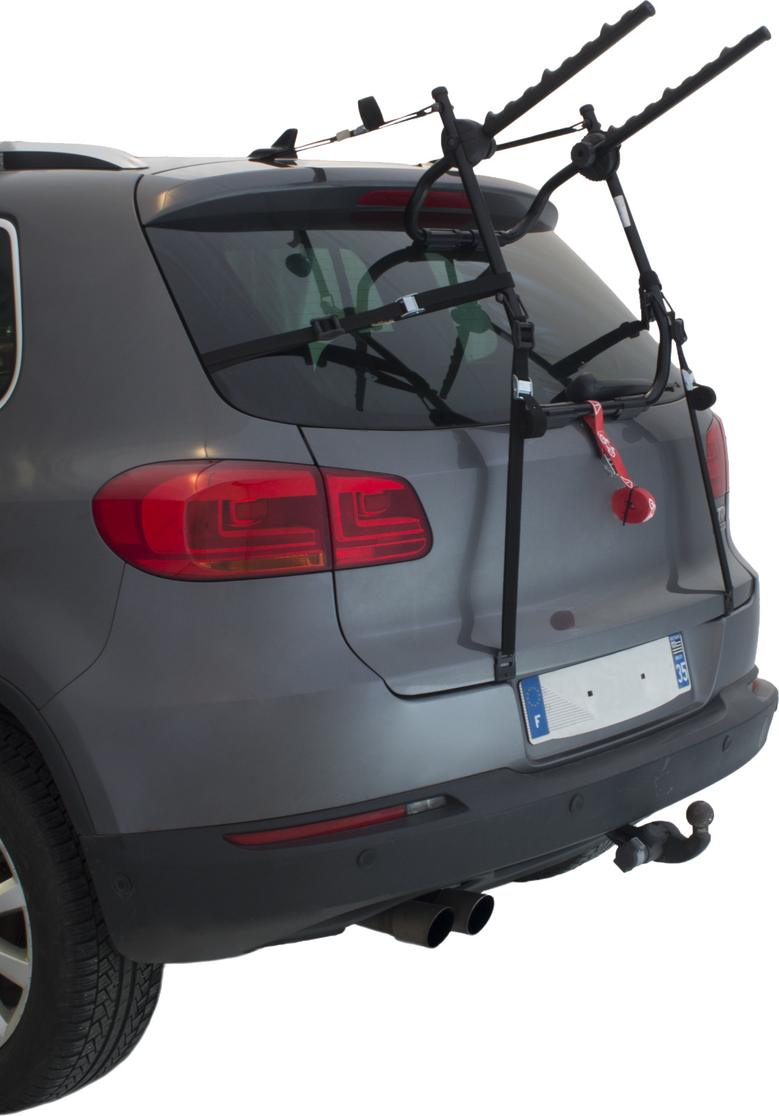 Porte-vélos pour coffre résolvant le manque de place avec l'Euromat Strap 3 vélos