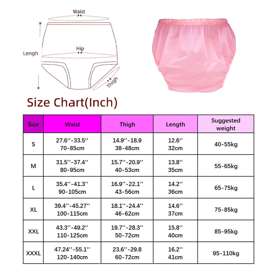 Pantalón de plástico de vinilo suave impermeable para adultos pañales incontinencia ropa interior reutilizable Foto 3 de 3