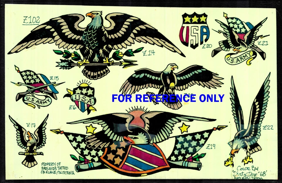 Konvolut SECHS VINTAGE farbige TATTOO Flash Badlands Tattoo Oakland CA Prints - Bild 2 von 4