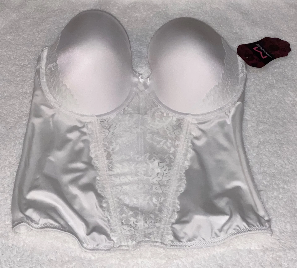 Sujetador Bustier MAIDENFORM Súper Sexy Sin Tirantes Encaje Blanco Push Up NUEVO Mujeres 38B 38D Foto 2 de 4