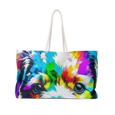 Color Splatter Cute Puppy Dog Weekender Tote Bag Gift for Dog lover
