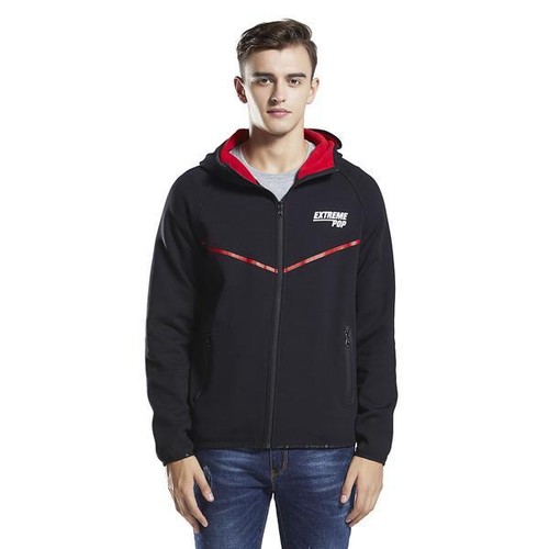 Mens Cotton Knit bonded Fleece Zipup Hoodie jacket Hooded Sweatshirt