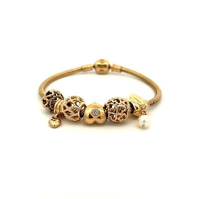 Gold Heart Love Charm & Stars Crystals Rope Chain Pandora Bracelet –  Klassywear