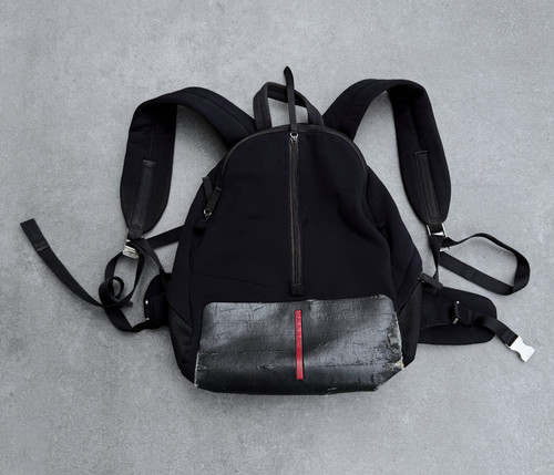 PRADA SPORT Red Tab 2000's Runway Neoprene Backpack Black