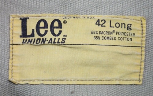Vintage Lee Union Alls Coveralls Beige USA Made Dacron Size 42 Long (27 Inseam) - Picture 3 of 12