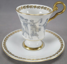 PMR Bavaria Jaeger & Co Neoclassical Ladies & Gold Empire Form Cup & Saucer