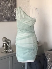 Topshop Mint Green Tulle Mesh Net One Shoulder Side Zip Bandage Mini Dress 10