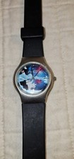 🔥 Coca-Cola 2003 Wristwatch Black Band Polar Bears Blue Pink Fireworks
