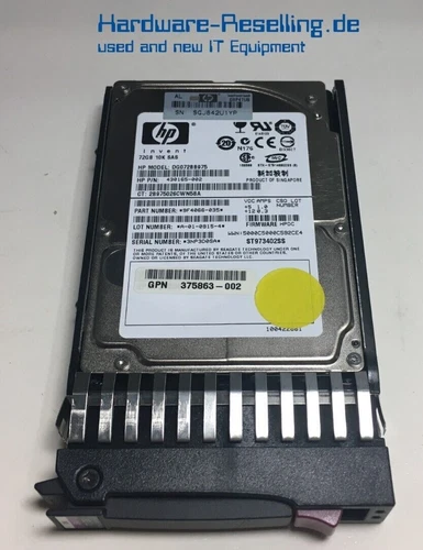 HP 2,5 " SAS HDD 72GB 16MB 10K 3Gbps DG072BB975 430165-002 375863-002 434916-001