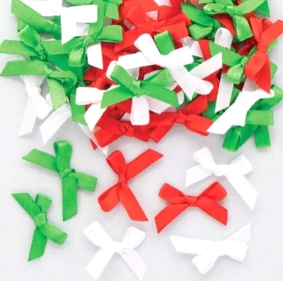 GILCHRIST Christmas Ribbon Bows Mini Self-adhesive 4cm Festive Card Making Embellishments