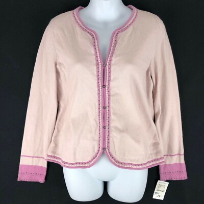 $128 nordstrom Sigrid Olsen sport pink color button dow cardigan SZ M  NWT